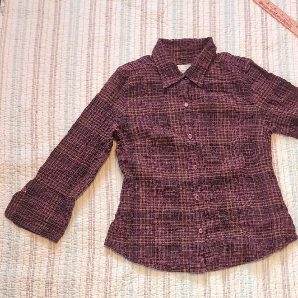 🌼Christopher & Banks Burgundy Plaid Shirt